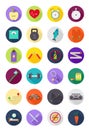 Color round healthy lifestyle icons set