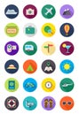Color round traveling icons set