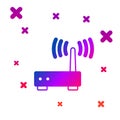 Color Router and wi-fi signal icon isolated on white background. Wireless ethernet modem router. Computer technology