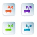 Color Router and wi-fi signal icon isolated on white background. Wireless ethernet modem router. Computer technology