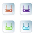Color Router and wi-fi signal icon isolated on white background. Wireless ethernet modem router. Computer technology