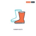 2 color Rubber Boots concept line vector icon. isolated two colored Rubber Boots outline icon with blue and red colors can be use Royalty Free Stock Photo