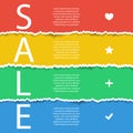 Color sale poster. Torn paper effect.