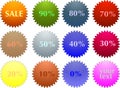 Color sale tag stickers with discount