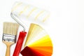 Color samples and painting tools Royalty Free Stock Photo