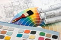 Color samples for selection with house plan