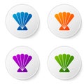 Color Scallop sea shell icon isolated on white background. Seashell sign. Set icons in circle buttons. Vector. Royalty Free Stock Photo