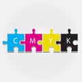 The color scheme CMYK depicted in four puzzles. Quality vector