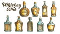 Color Scotch Whisky Bottle Set Vector