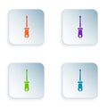 Color Screwdriver icon isolated on white background. Service tool symbol. Set colorful icons in square buttons. Vector Royalty Free Stock Photo