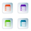Color Server, Data, Web Hosting icon isolated on white background. Set colorful icons in square buttons. Vector Royalty Free Stock Photo