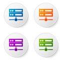 Color Server, Data, Web Hosting icon isolated on white background. Set icons in circle buttons. Vector