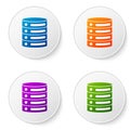 Color Server, Data, Web Hosting icon isolated on white background. Set icons in circle buttons. Vector Royalty Free Stock Photo