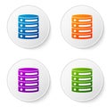 Color Server, Data, Web Hosting icon isolated on white background. Set icons in circle buttons. Vector