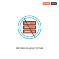 2 color Serverless architecture concept line vector icon. isolated two colored Serverless architecture outline icon with blue and