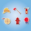 Color set with firefighter flat icons Royalty Free Stock Photo