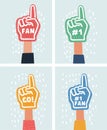 Color set of foam hand. Royalty Free Stock Photo