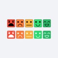 Color set square icon of Emoticons. Rank, level satisfaction rating