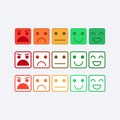 Color set square icon of Emoticons. Rank, level satisfaction rating