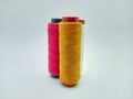 Color sewing threads on white background Royalty Free Stock Photo