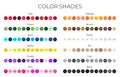 Color Shades Palette with Red, Orange, Green, Brown, Blue, White, Yellow, Tan, Purple, Gray, Pink and Black Color Shades Isolated Royalty Free Stock Photo