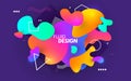 Color shapes design. Fluid abstract background. Liquid composition with colorful gradients. Trendy concept with 3D