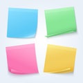 Color sheets, sticky papers on announcement board vector set Royalty Free Stock Photo