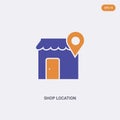 2 color Shop location concept vector icon. isolated two color Shop location vector sign symbol designed with blue and orange Royalty Free Stock Photo