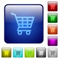 Color shopping cart square buttons Royalty Free Stock Photo