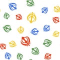 Color Sikhism religion Khanda symbol icon isolated seamless pattern on white background. Khanda Sikh symbol. Vector