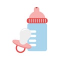 Color silhouette with baby bottle and pacifier Royalty Free Stock Photo