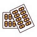 Color silhouette blisterpack with pills yellow Royalty Free Stock Photo