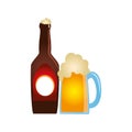 Color silhouette with bottle and foamy beer glass