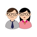 Color silhouette with couple half body both with glasses Royalty Free Stock Photo