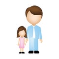 color silhouette faceless with father and daughter in formal clothes