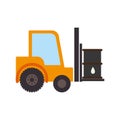 Color silhouette with forklift truck with forks and barrel