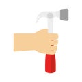 Color silhouette with hand holding hammer Royalty Free Stock Photo