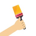 Color silhouette with hand holding paintbrush Royalty Free Stock Photo