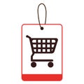 Color silhouette label with shopping cart