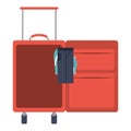 Color silhouette with opened suitcase of traveler with clothes Royalty Free Stock Photo