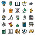 Color simple icon collection. School education.