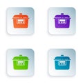 Color Slow cooker icon isolated on white background. Electric pan. Set colorful icons in square buttons. Vector Royalty Free Stock Photo