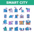 Color Smart City Elements Icons Set Vector Royalty Free Stock Photo