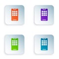 Color Smartphone, mobile phone icon isolated on white background. Set colorful icons in square buttons. Vector Royalty Free Stock Photo