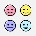 Color smiley icon with different gesture icon isolated flat design vector illustration