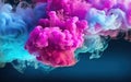 Color smoke. Ink water. Paint drop. Fantasy underwater burst. Blue pink contrast fluid splash cloud Royalty Free Stock Photo