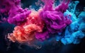 Color smoke. Ink water. Paint drop. Fantasy underwater burst. Blue pink contrast fluid splash cloud Royalty Free Stock Photo