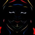 Color smoke monster illusion face design isolated on black background. Geometry series - abstract face art and smoke painting