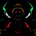 Color smoke monster illusion face design isolated on black background. Geometry series - abstract face art and smoke painting