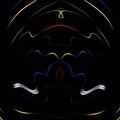 Color smoke monster illusion face design isolated on black background. Geometry series - abstract face art and smoke painting